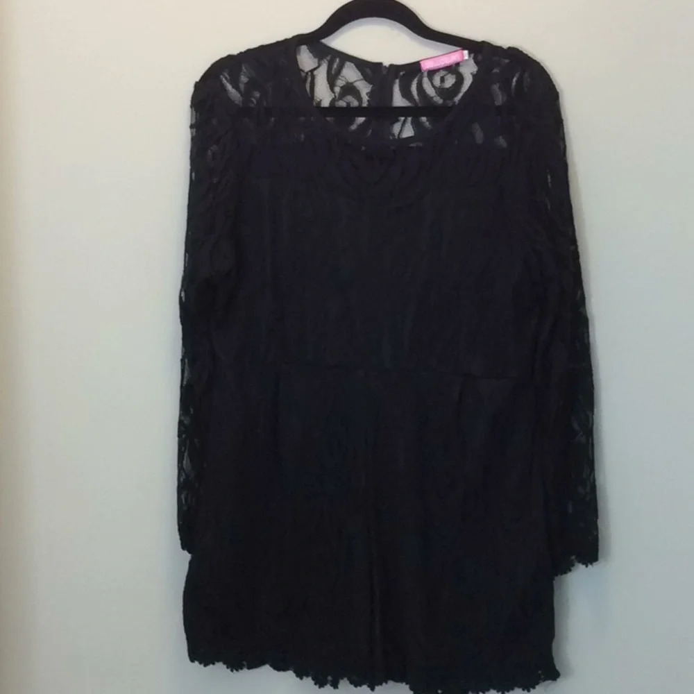 Black Lace Long Sleeve Romper Size 3X